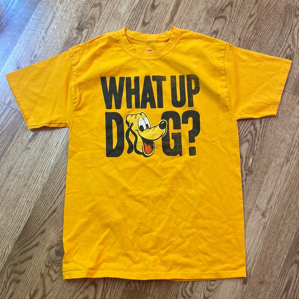 Disney Pluto what up dog graphic tee yellow